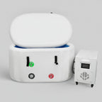 Cold plunge with control panel on a gray background.