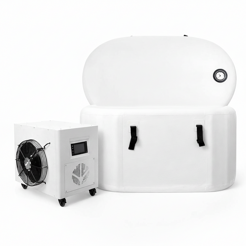 Refrigeration unit with a fan on a white background.