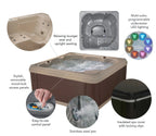 Hot tub with features highlighted.