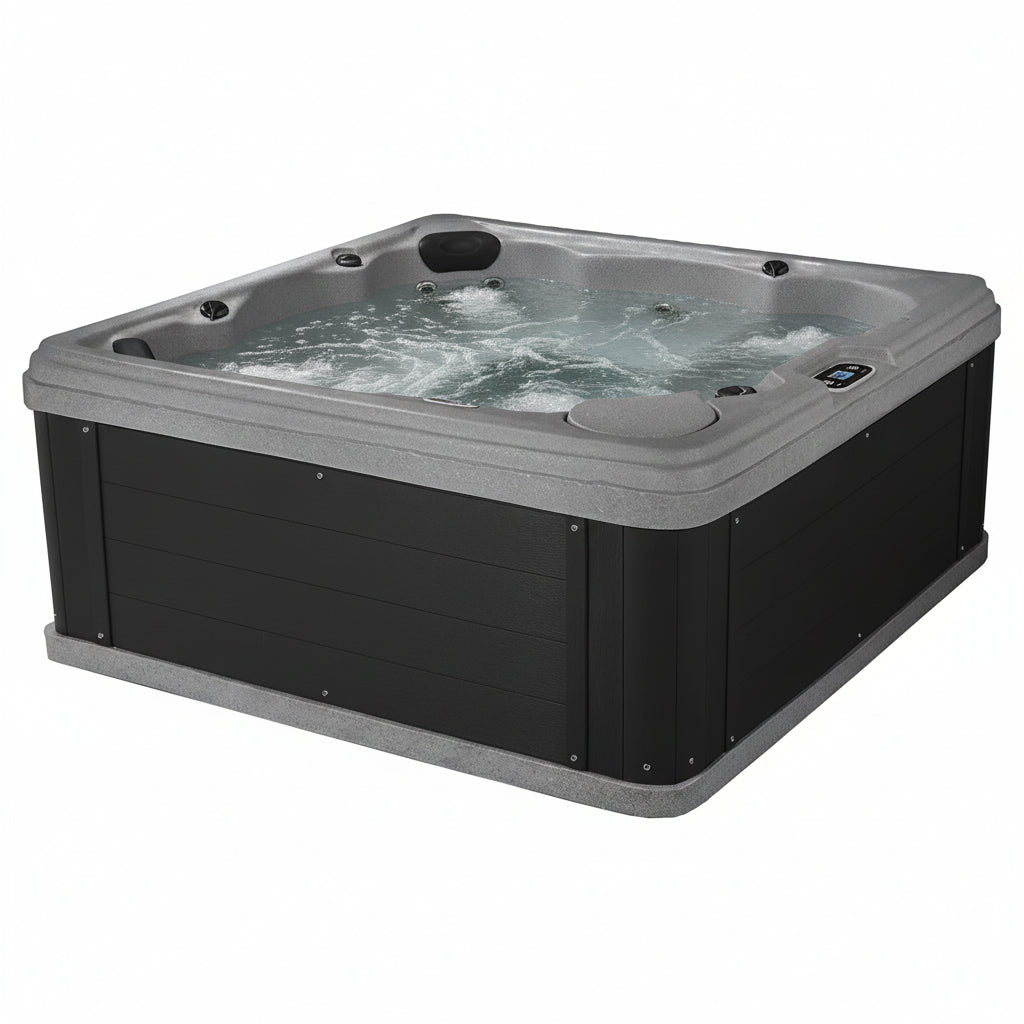 Hot tub with water jets on a white background.