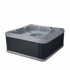 Hot tub with gray top and black base on a white background.