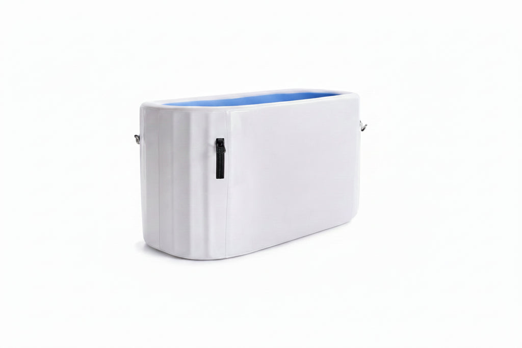 White hot and cold system with blue accents on a white background.