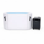 Hot and cold system with control unit on a white background.