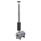 Stainless steel patio heater on a white background.